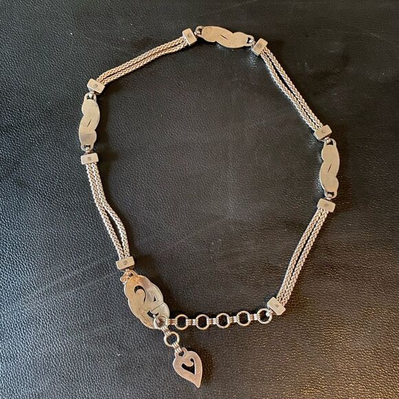 BRIGHTON vintage silver tone heart and serpentine chain adjustable belt‎
